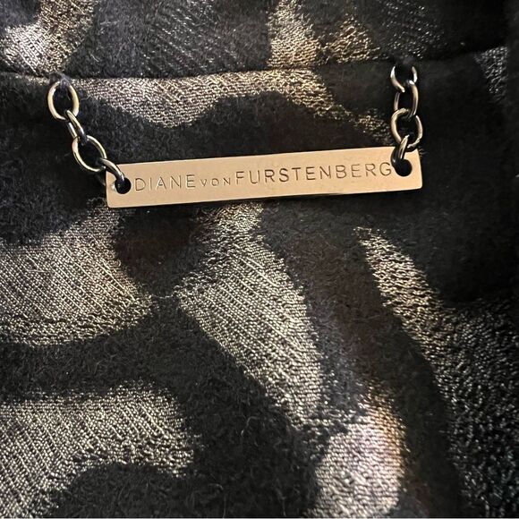 DVF Jacket Leather Moto Animal Print Black Size 2 - Picture 12 of 14